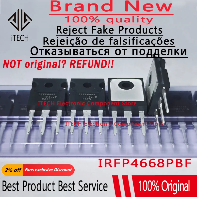 10 unids/lote Original IRFP4668 IRFP4668PBF TO-247 efecto de campo de alta potencia Canal N 200V 130A 100% nuevo y genuino de alta calidad