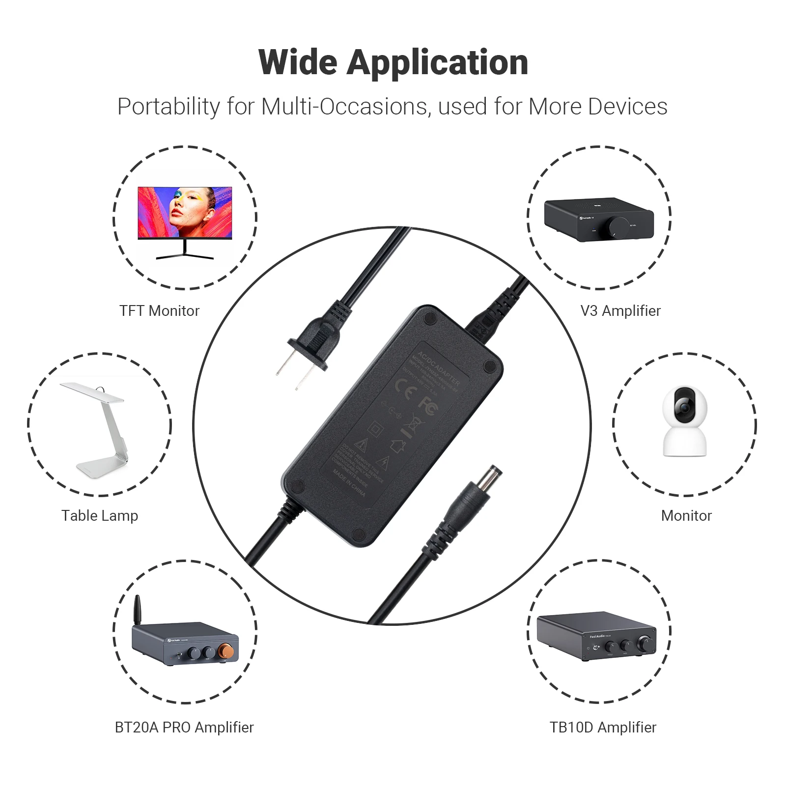 Fosi Audio-cargador de fuente de alimentación para cine en casa, adaptador de corriente para amplificador de Audio, entrada 100-240V, 48V, 5A, 48V, 10A, 36V, 6a