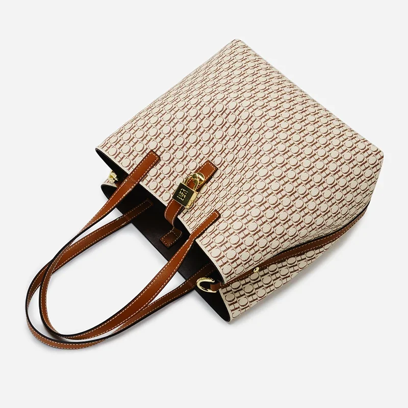 Bolso Tote CH para Mujer, Bolso de Mano de Diseñador de Lujo, Bolso de Hombro con Monograma, Bolso Bandolera de Cuero para Uso Diario, Oficina, Compras, Regalo