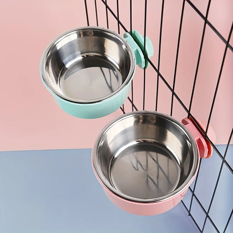 Tazón para Perro Antideslizante, Tazón Colgante Fijo para Jaula de Perro, Tazón de Acero Inoxidable para Beber, Tazón para Mascotas, Suministros para Mascotas
