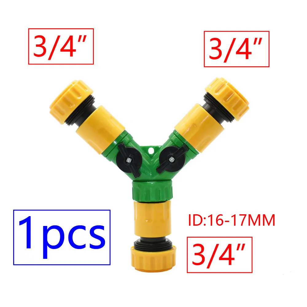 Conector en Y de 16 mm, 1/2 y 3/4 Pulgadas, Divisor de Agua para Manguera de Jardín de 2/3 Vías con Conector Rápido, Válvula de Riego para Jardín