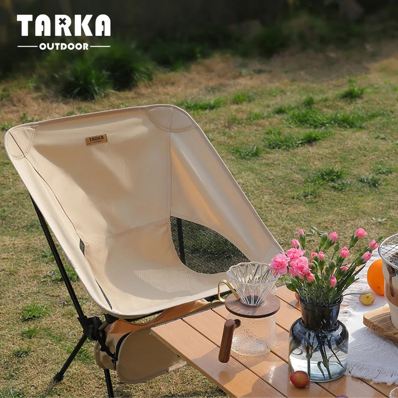 Juego de Sillas Plegables para Camping TARKA, Silla Plegable Ligera, Sillas Tipo Luna Ultraligeras para Jardín, Picnic, Playa y Pesca