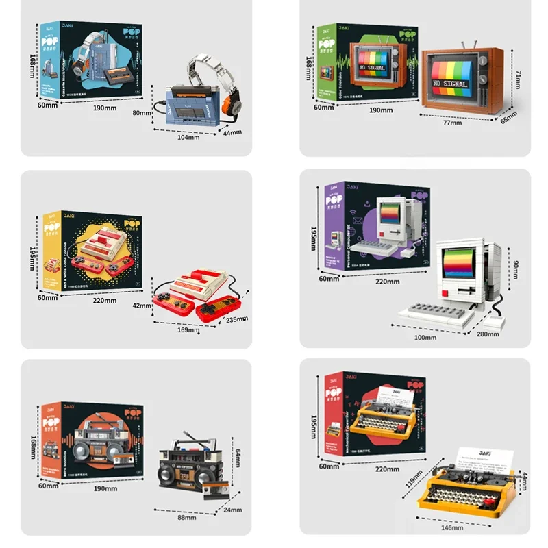 DIY Retro electrodomésticos muebles TV ordenador cinta Walkman consolas de juegos Radio bloques de construcción modelo ladrillo juego Juguetes