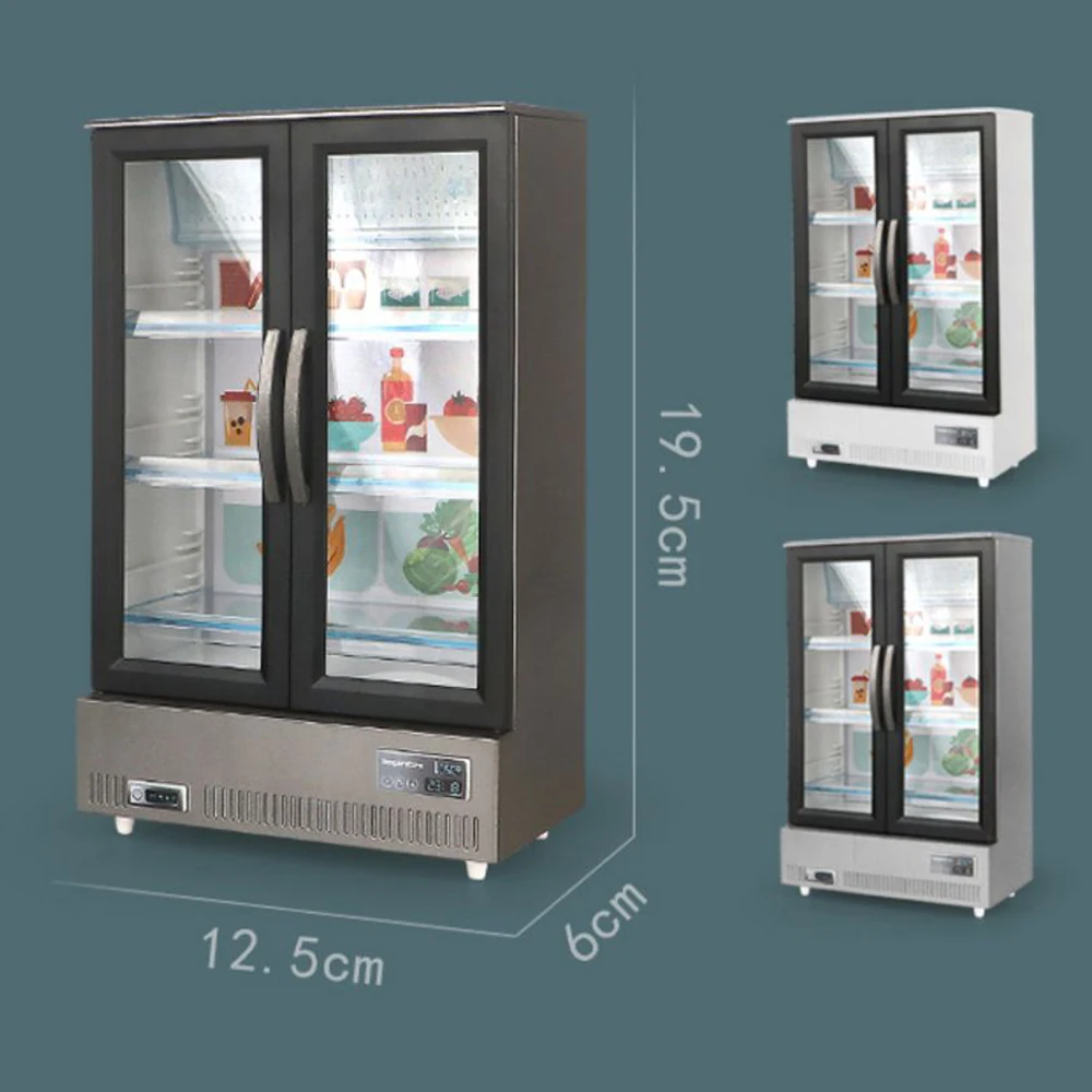 21 Uds. Juguete de cocina, refrigerador grande de doble puerta, muebles en miniatura, luz musical, accesorios de comida, modelo para niña, regalo de cumpleaños