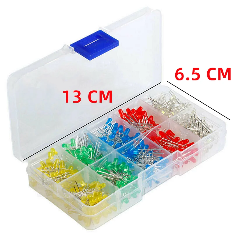 100-500 Uds., 3mm 5mm, Kit surtido de diodos LED, blanco verde rojo azul amarillo, Kit electrónico de diodo emisor de luz LED, luces indicadoras