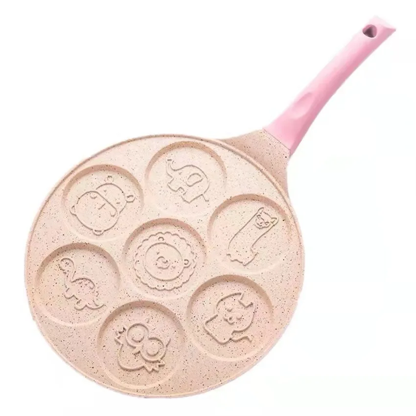 Sartén antiadherente para desayuno con siete agujeros, sartén para tortilla porosa de fondo plano, molde para tortilla de bebé
