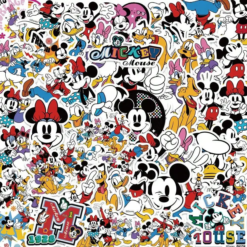 50 Pegatinas de Vinilo Oficiales de Disney Mickey Mouse, Resistentes al Agua, Regalos de Dibujos Animados para Botellas de Agua, Portátiles y Parachoques