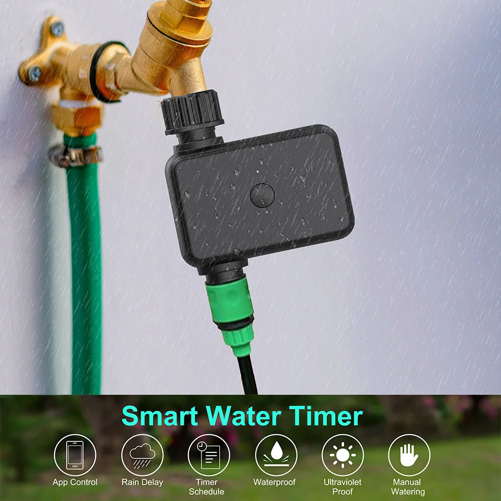 Temporizador Compatible con WIFI/Bluetooth de 1 vía, programación automática, controlador de riego de jardín, sistema de riego por goteo, enchufe para EE. UU., UE, Reino Unido y AU
