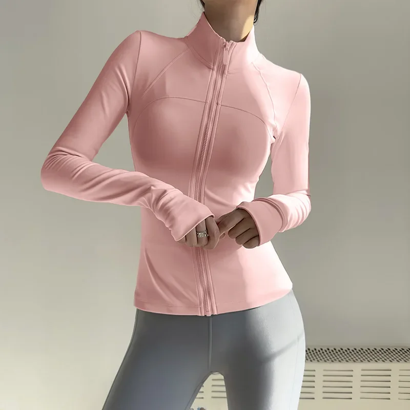 Ropa deportiva con cremallera para mujer, chaqueta deportiva de manga larga, ropa de gimnasio, camisa de Yoga para mujer, Top de secado rápido, ropa deportiva con protección solar, ropa de Yoga