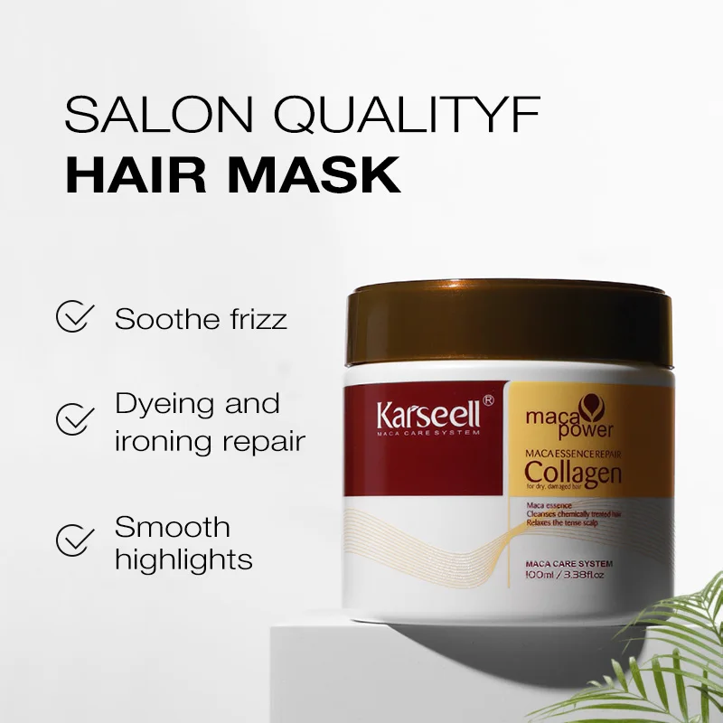 Mascarilla Capilar de Colágeno Karseell, Acondicionador Hidratante de Reparación Profunda, Suavizante Anti-Frizz, Reparador para Cabello Seco y Dañado, Perfecto para Todo Tipo de Cabello