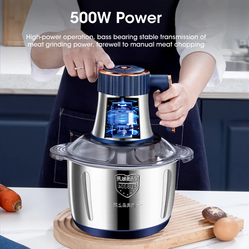 Molinillos de carne eléctricos de 5L, triturador de alimentos de acero inoxidable 304, rebanador de verduras multifuncional, picadora, procesador de alimentos para bebés