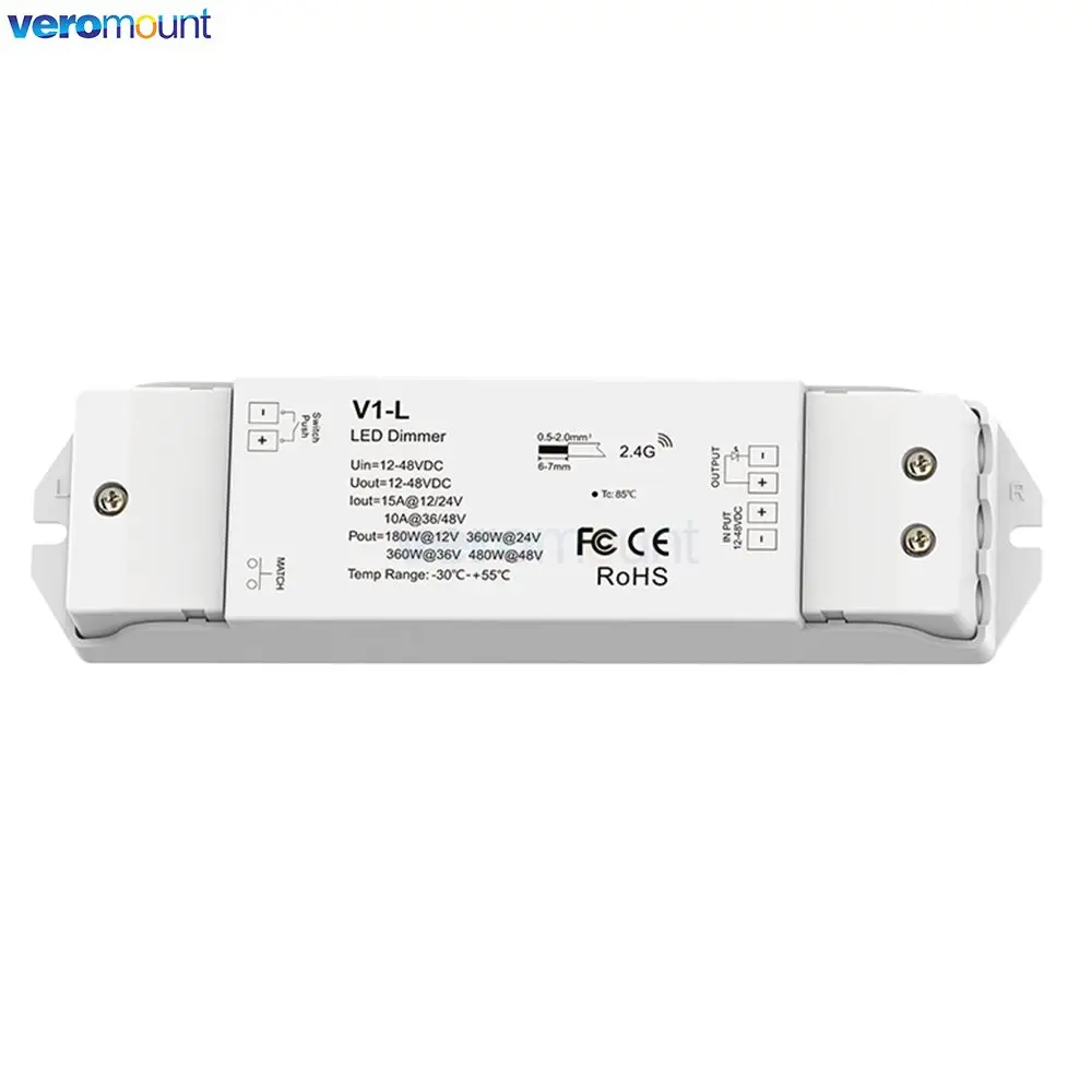 Skydance V1-L 2,4G RF control remoto inalámbrico V1-L(WT) WiFi Tuya APP + regulador LED Push Dim controlador CV 12V 24V 15A PWM 0-100% continuo