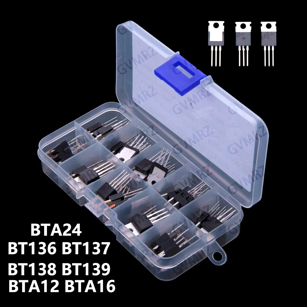 10 valores BT136 BT137 BT138 BT139 50PCS Tiristor controlado por silicio TYN1225 BTA08 BT152 TO-220 BTA12 BTA16 BTA24