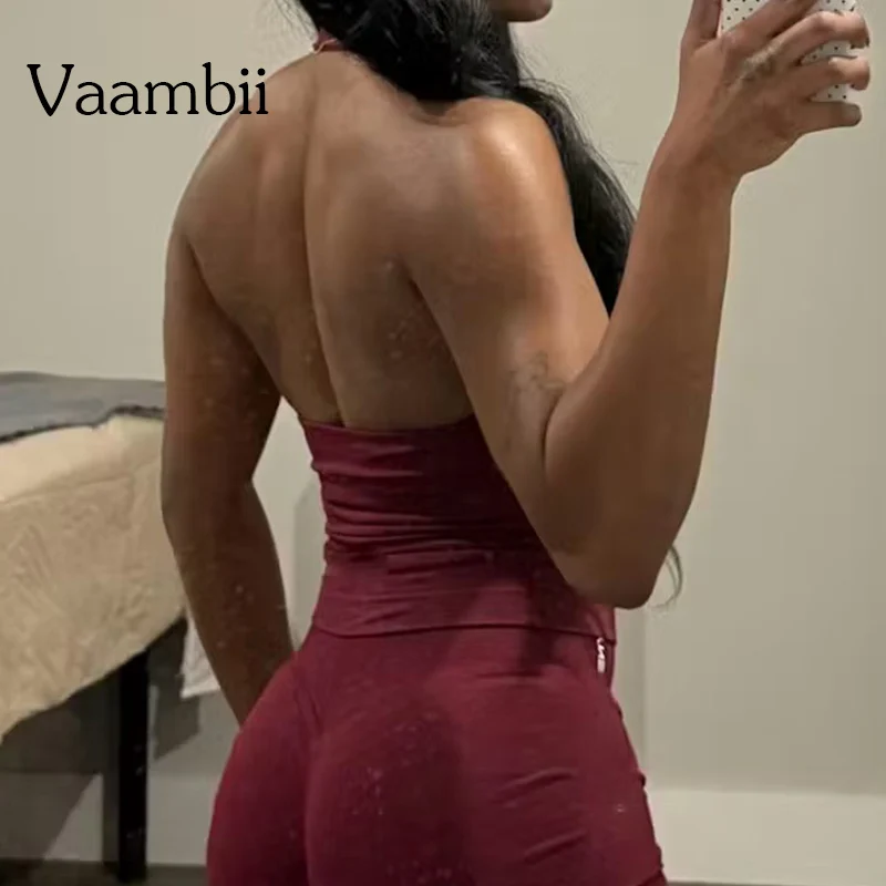Sujetador deportivo de realce de impacto para mujer, ropa deportiva para entrenamiento físico, Top con cuello Halter, ropa de gimnasio, camisetas sin mangas de Yoga con almohadilla extraíble para el pecho
