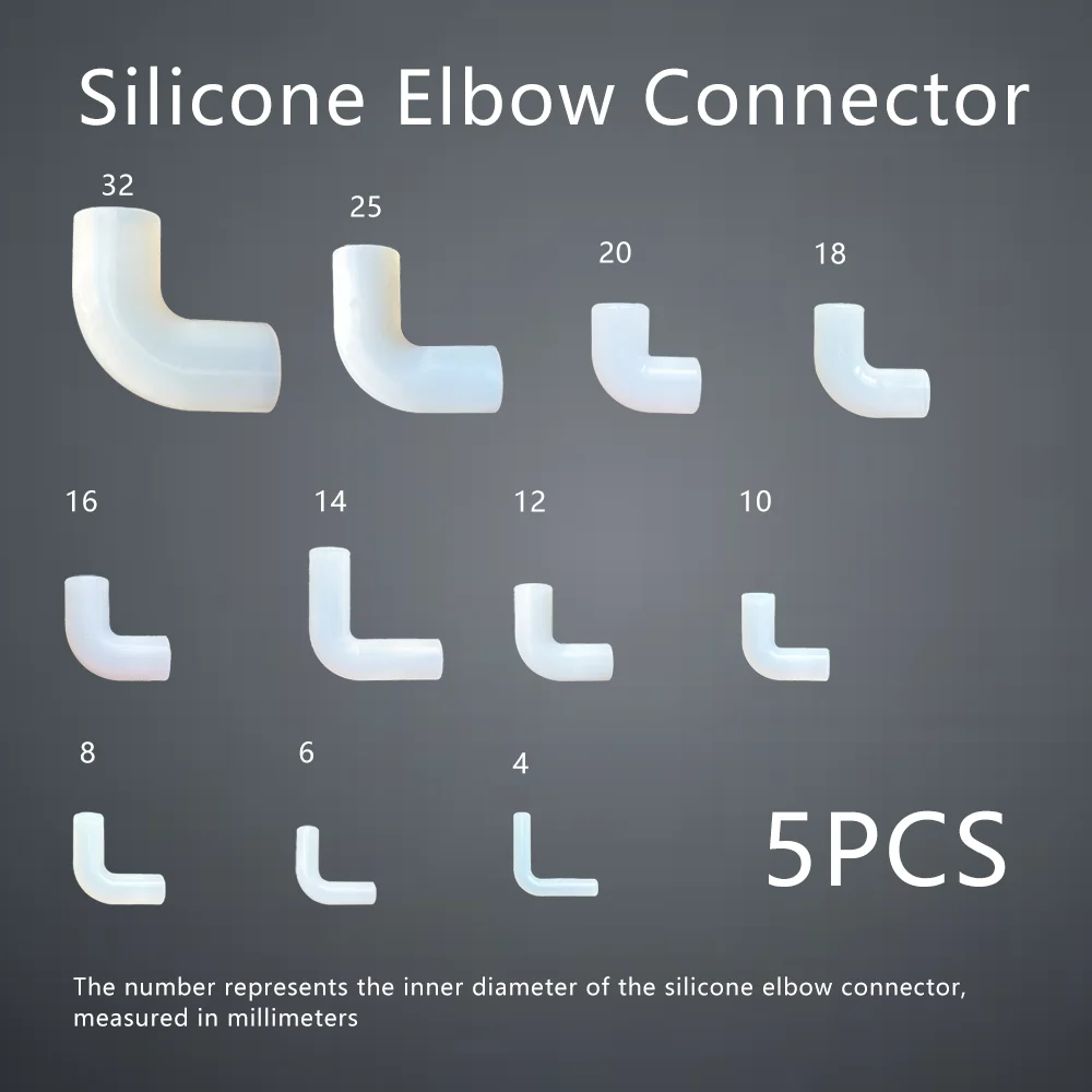 Conector de Silicona Flexible para Reparación de Tuberías, Conector de Goma Elástico en Ángulo Recto para Riego de Jardín