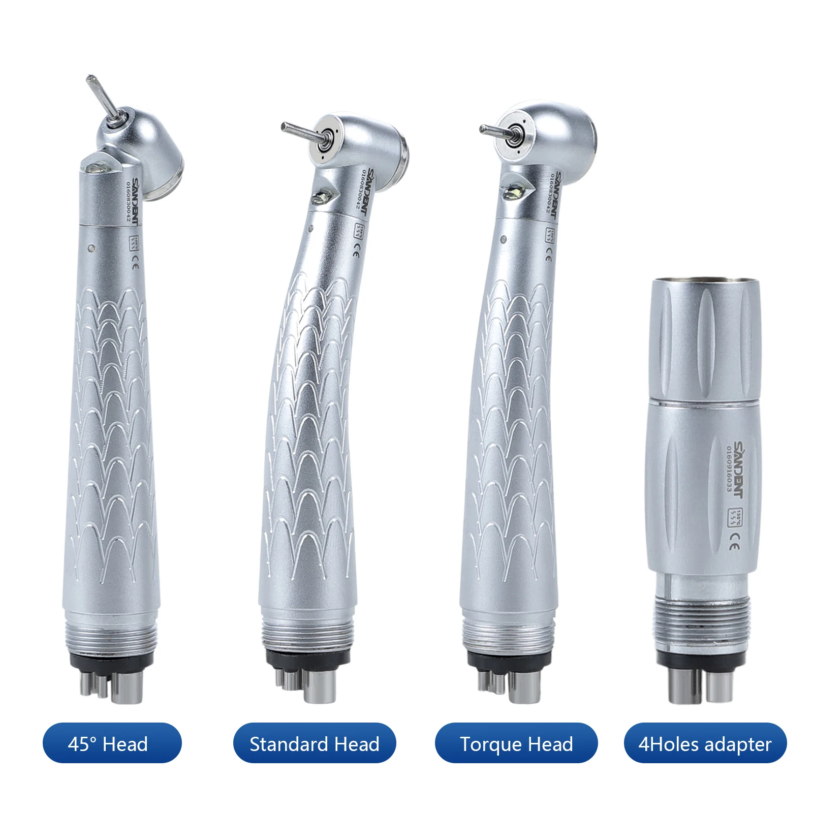 Kit de Pieza de Mano Dental Sandent LED con Generador Electrónico de Alta Velocidad, Cabezal Estándar/Grande/45 Grados, Convertidor de 6 a 4