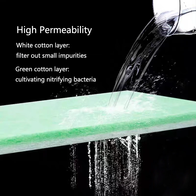 Esponja de algodón bioquímica verde y blanco para acuario, espuma de filtración para pecera, esponjas verdes, accesorios para acuario, filtro de agua de algodón