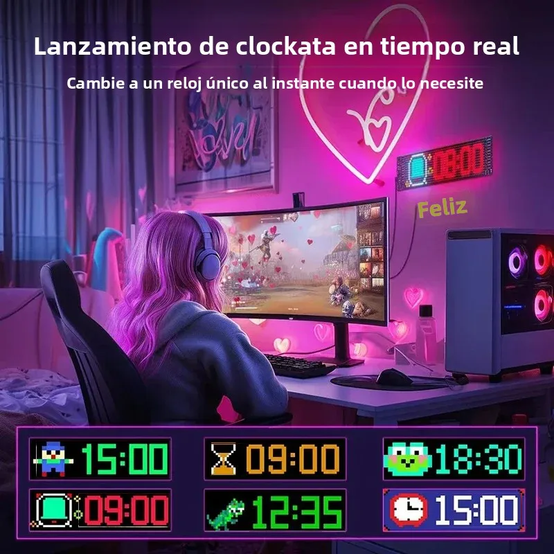 Panel de píxeles de matriz LED, ojo de camión, aplicación Bluetooth, Panel de píxeles de matriz, luz nocturna, bricolaje, programable, Flexible para tienda de coches, Bar de Hotel