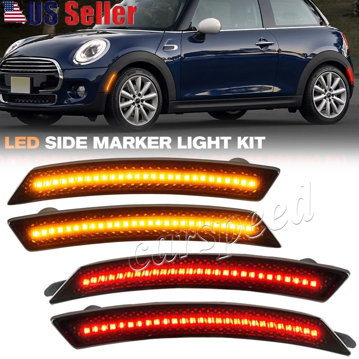 Luces LED de posición lateral, color rojo ámbar, para Mini Cooper R55 R56 R57 R58-R60, 2 unidades