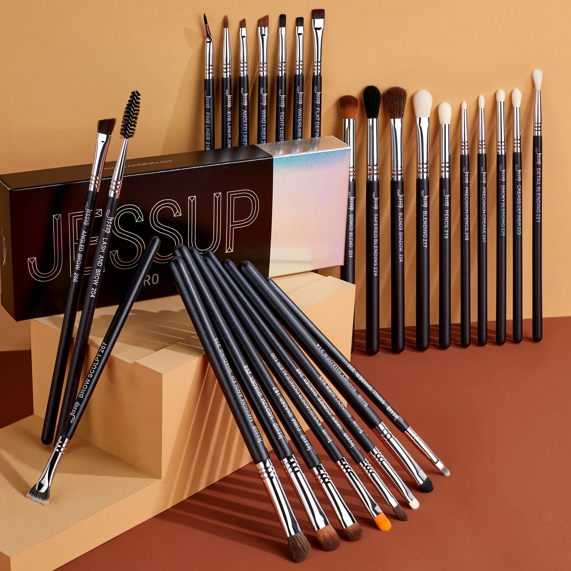 Jessup-Juego de brochas de maquillaje profesional para ojos, pincel de mezcla de ojos sintético, sombra de ojos, sombra de cejas, sombra de arrugas, T341
