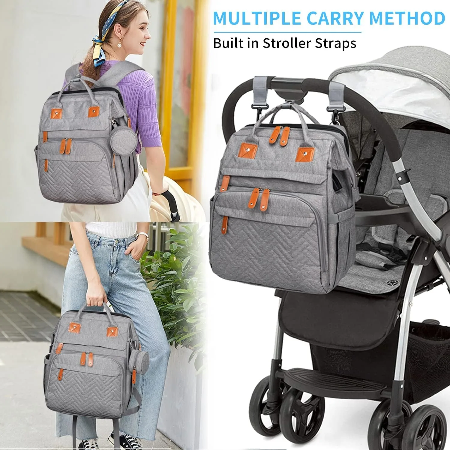 Mochila Cambiador de Bebé con Gran Capacidad, Bolsa de Viaje Portátil para Pañales con Cuna Plegable, Bolsas Multifuncionales para Bebé y Colchoneta Cambiador Móvil, Mochila Cuna para Bebé