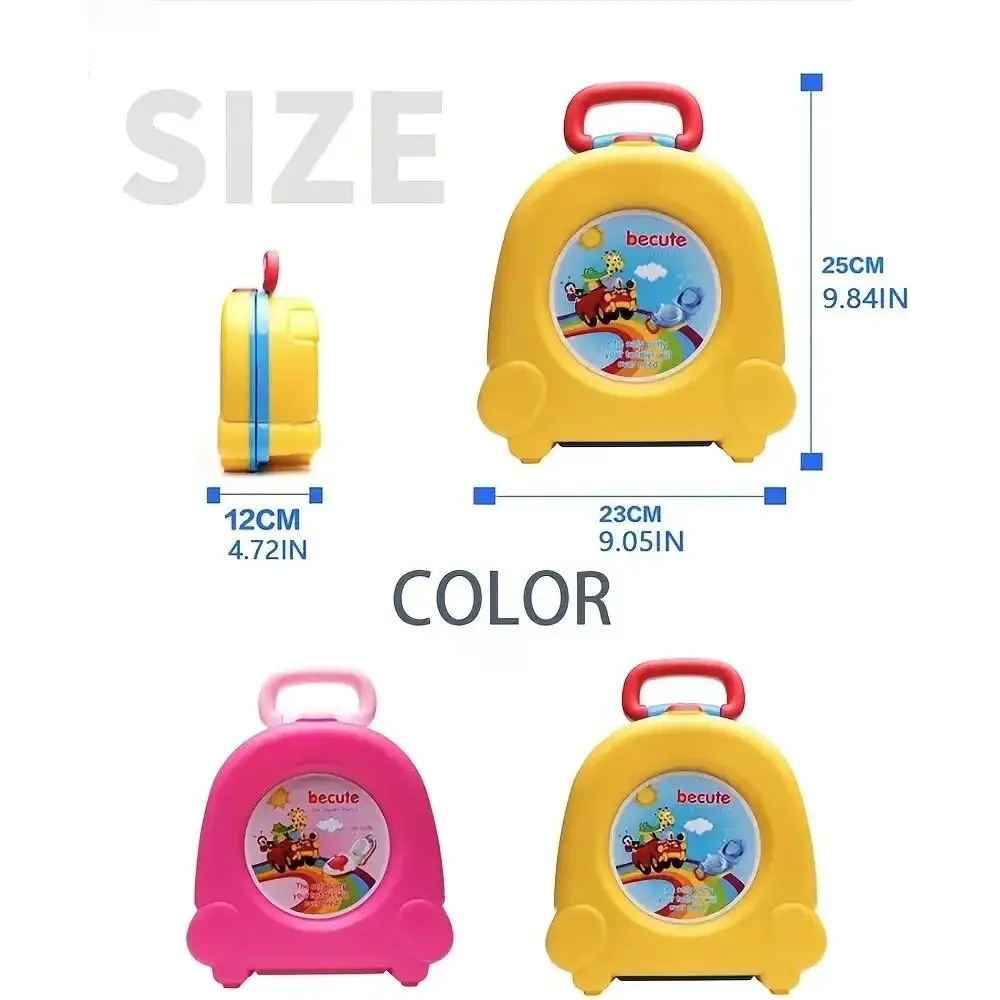 Orinal de viaje plegable para niños, inodoro portátil de entrenamiento con patrón de dibujos animados, fundas para acampar, coche, uso al aire libre