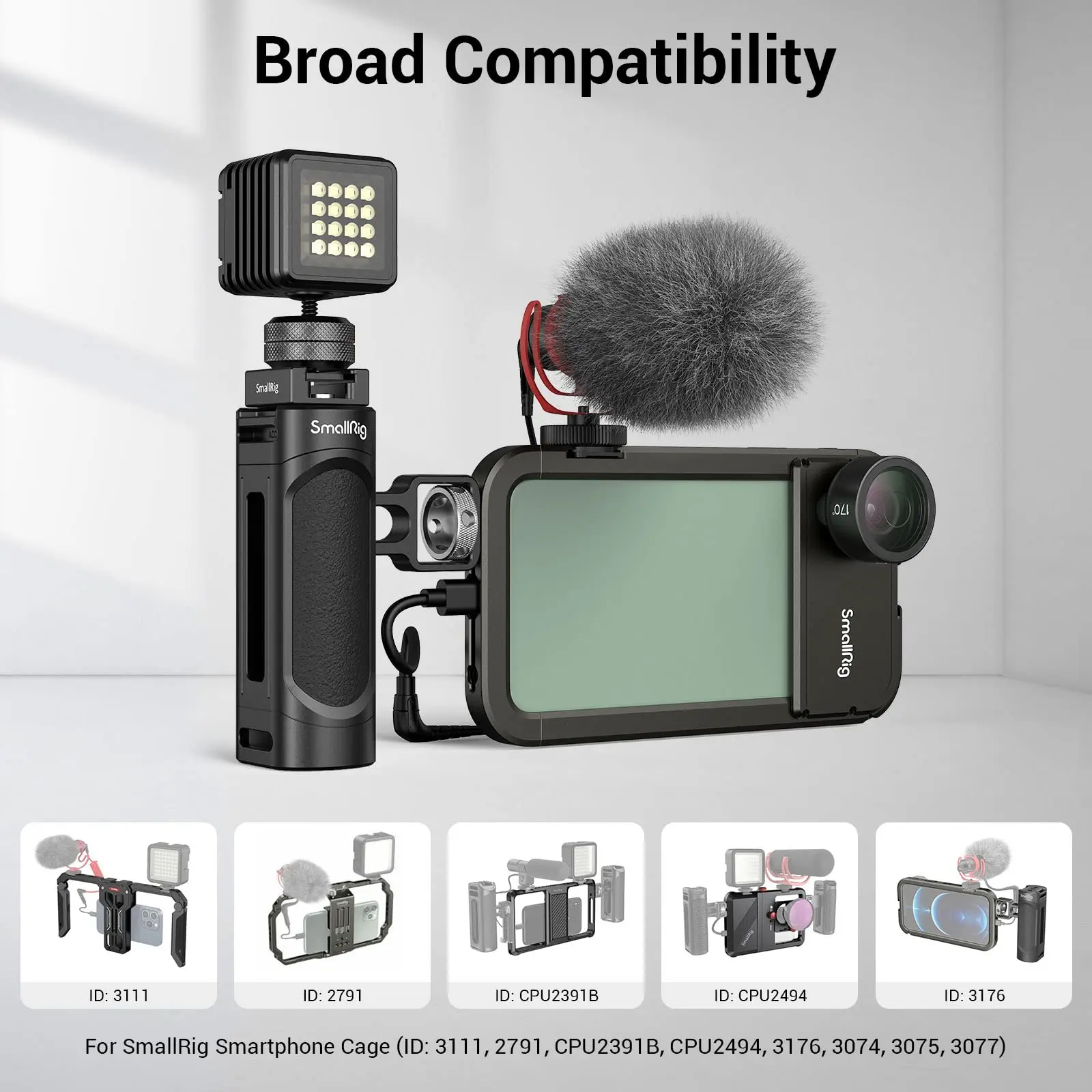 Mango lateral SmallRig para iPhone 14, soporte de vídeo para teléfono inteligente, ligero, 1/4 hilos, empuñadura Universal de liberación rápida 2772