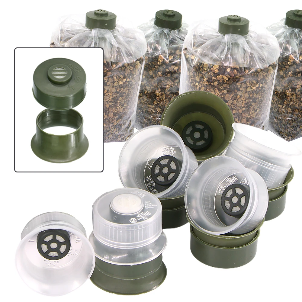 Bolsa de cultivo de setas, cubierta de filtro sellable, tapa de anillo de bloqueo de doble manga para herramienta de bolsa de plantación de cultura Agaric Spawn, 20/50 Uds.