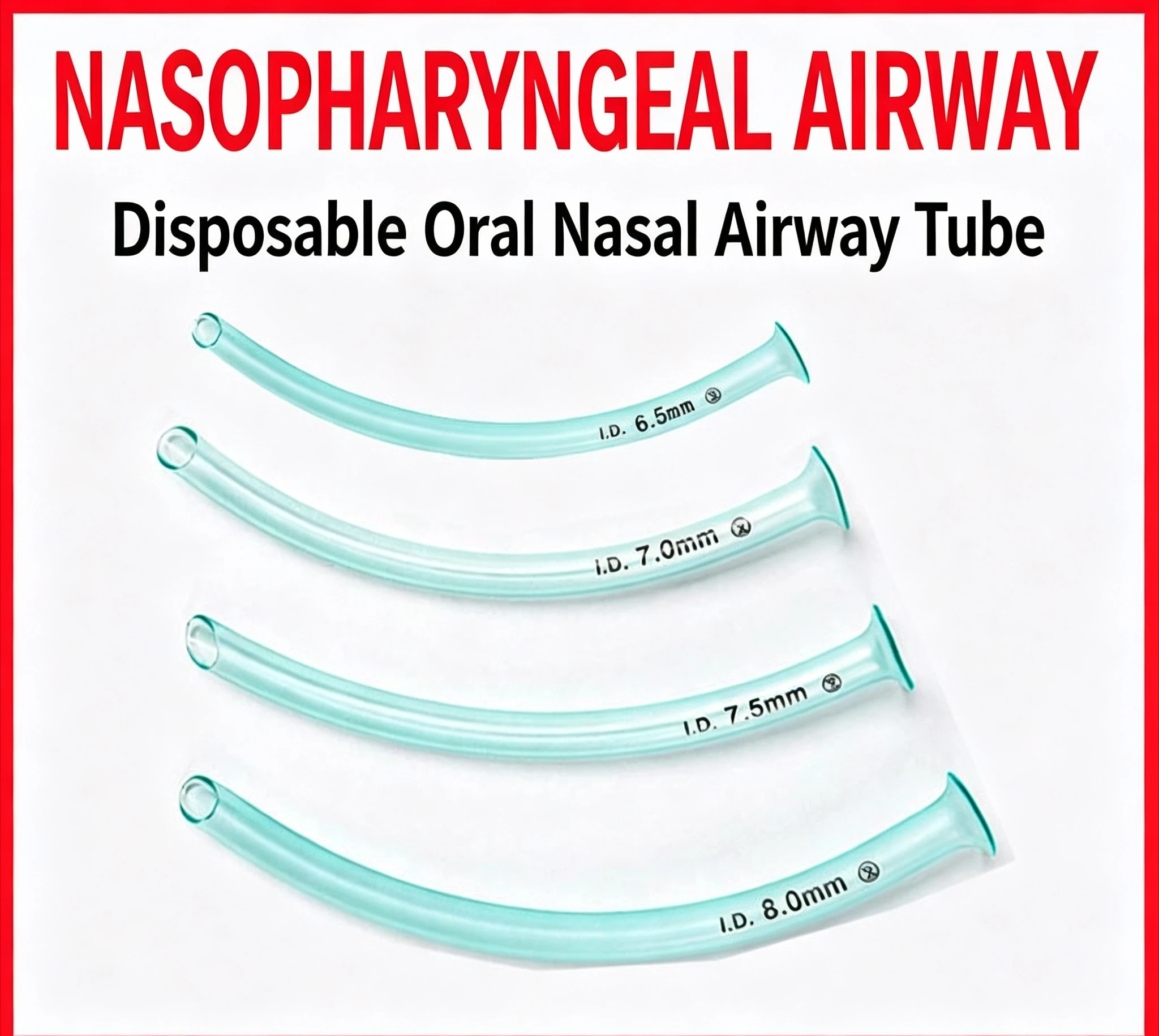 1 pieza de cánula nasal de alto flujo, tubo de oxígeno, vía aérea nasofaringea, tubo respiratorio de emergencia para primeros auxilios.