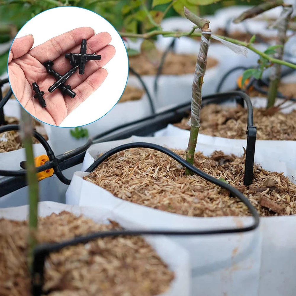 50 Uds conectores de púas accesorios de riego conectores de púas de riego por goteo accesorios de tubos de 4/7mm para maceta jardín césped