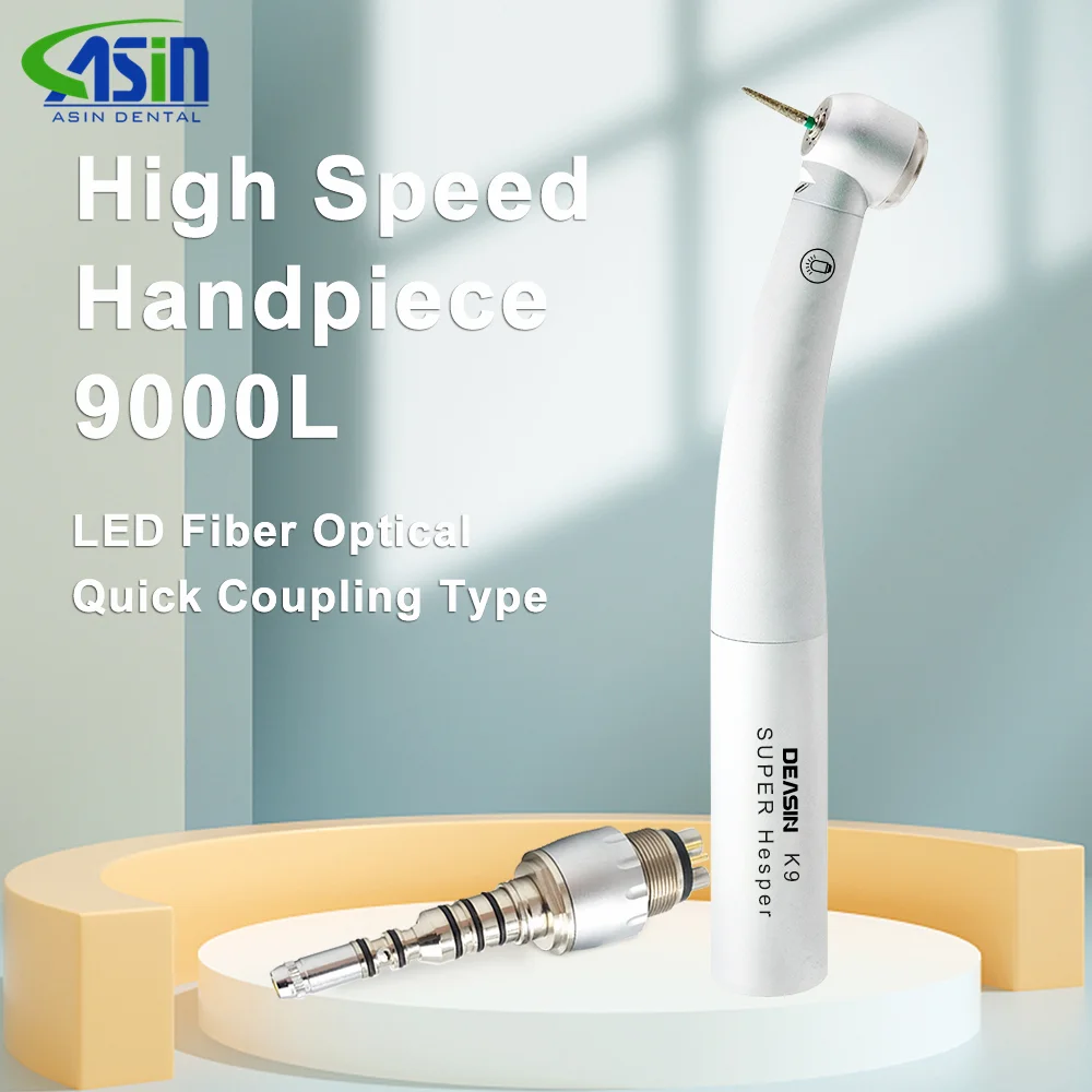 DEASIN Dental 9000 fibra óptica LED turbina de aire de alta velocidad pieza de mano Compatible con KaVo herramientas de odontología de acoplamiento rápido