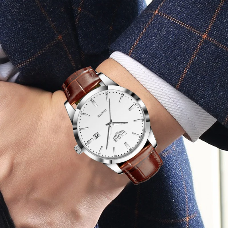 Reloj LIGE para Hombre, correa de cuero de moda, relojes para Hombre, deporte militar, calendario resistente al agua, relojes de pulsera de cuarzo, Reloj para Hombre