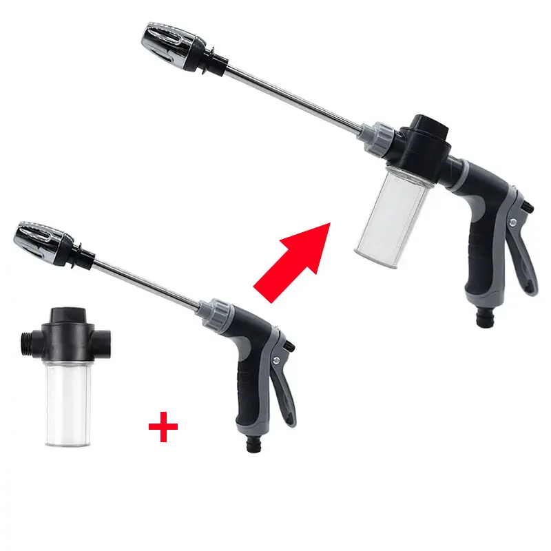 Boquilla de tubería de agua de jardín con pistola de agua para lavado de coches de alta presión, herramienta de riego multifuncional, limpieza potente para coches y jardines