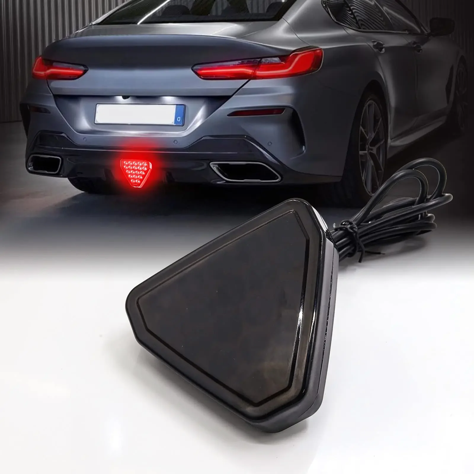 Luz de señal de freno Universal 19LED F1 estilo triangular luces de freno traseras de coche deportivo lámpara de advertencia trasera de coche 12V para JDM BBA