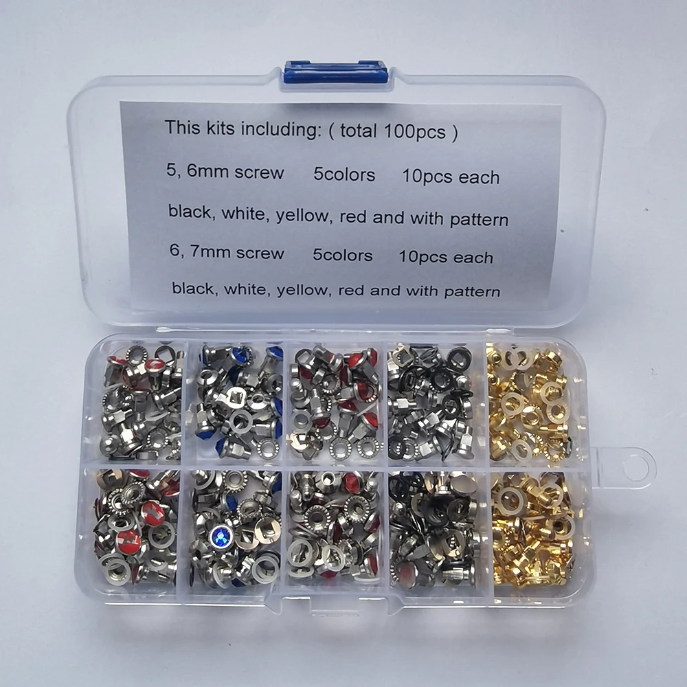 Lote de 100 Piezas en Caja, Kit de Reparación de Tijeras, Tornillos para Tijeras de Peluquería