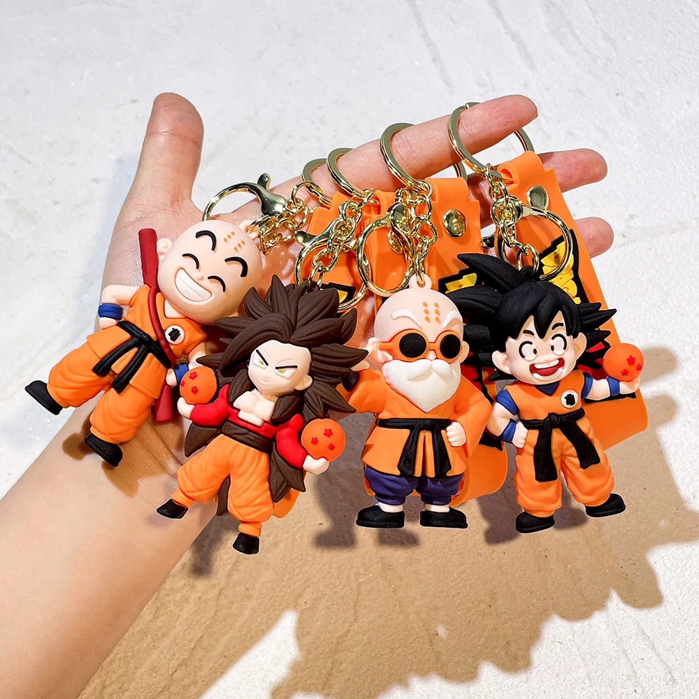 Llavero de Silicona de Dragon Ball, Figura Coleccionable del Rey Mono y el Sabio Tortuga para Fans