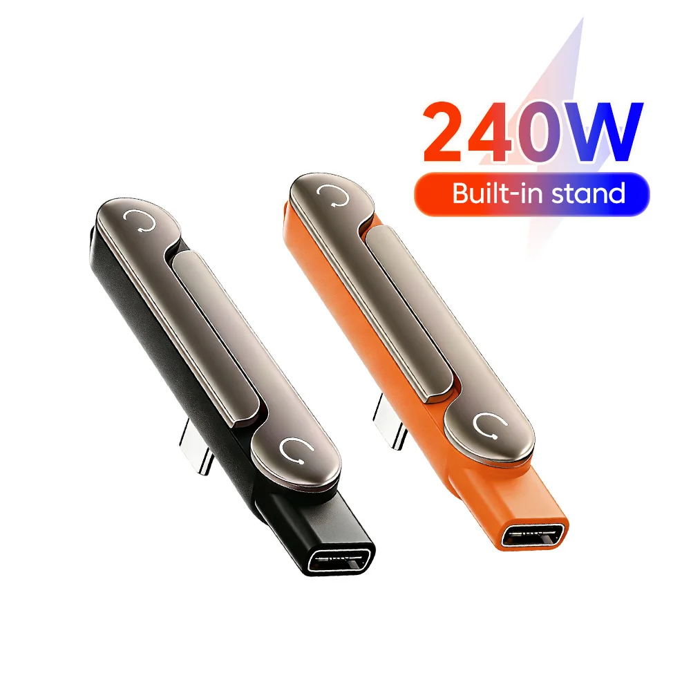 Adaptador USB C de 240W con Soporte Integrado, Convertidor Multifuncional Plegable para IOS 15 16 17, Macbook, Xiaomi, Samsung, Soporte de Carga para Teléfono