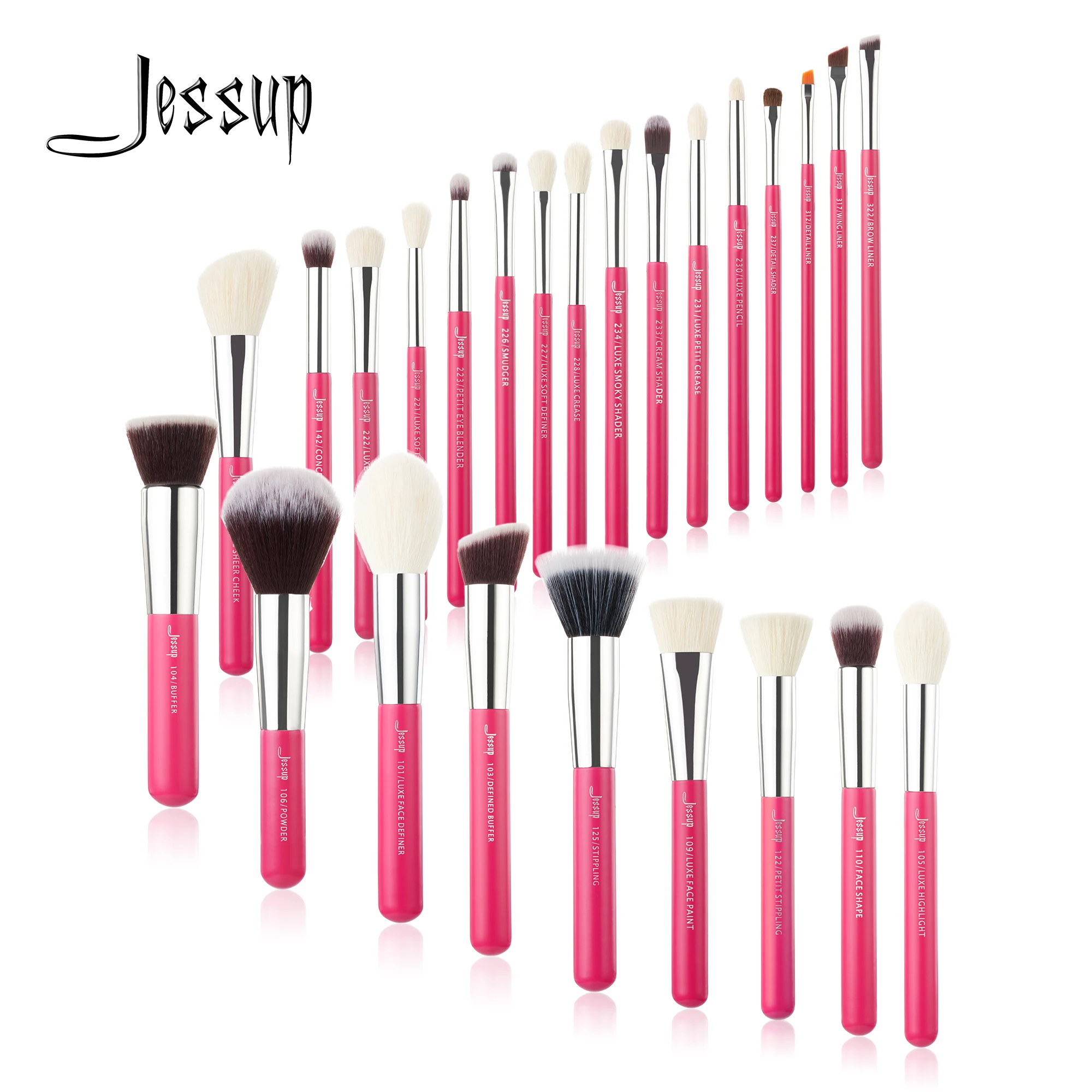 Jessup-Juego de brochas de maquillaje, 25 uds., brocha de maquillaje profesional, base en polvo sintético Natural, sombra de ojos para mezclar T195
