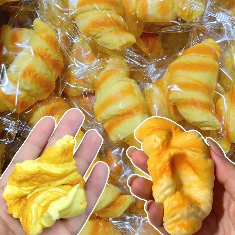 1/2/3 Piezas Juguete Blandito de Croissant para Apretar, de Subida Lenta, Pegajoso, para Aliviar el Estrés, Suave, Creativo, Simulación de Pan, Regalos Antiestrés