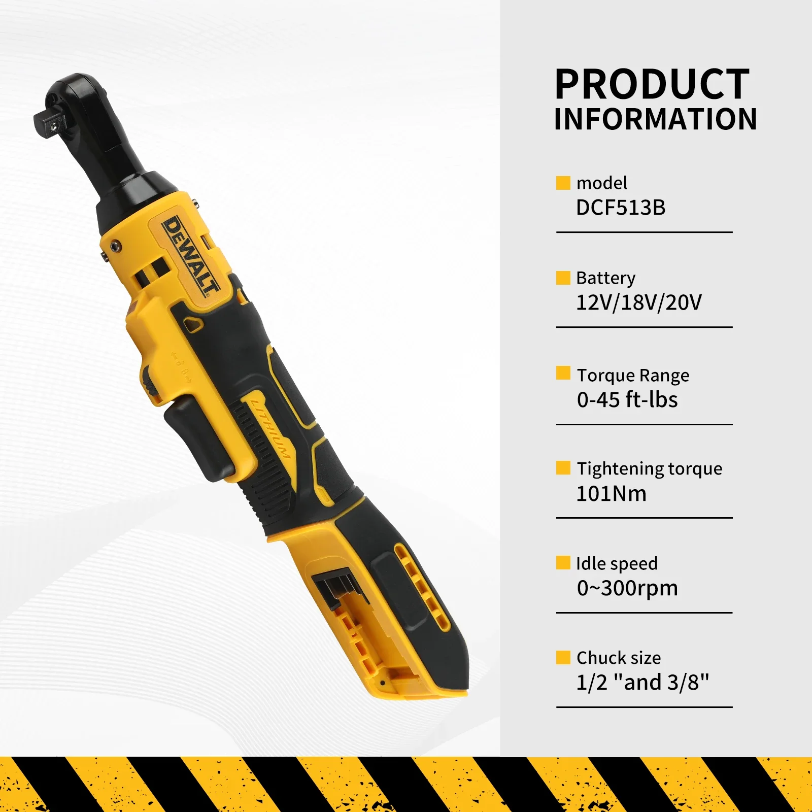 Dewalt DCF513/DCF512 Llave de trinquete de ángulo recto Controlador inalámbrico LED Llave de potencia de velocidad variable Herramientas eléctricas