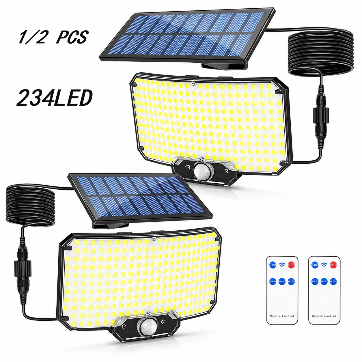 Luz Solar para exteriores, Sensor de movimiento superbrillante, fuerte potencia, 234LED, lámpara de pared para jardín, IP65, resistente al agua, 3 modos de trabajo