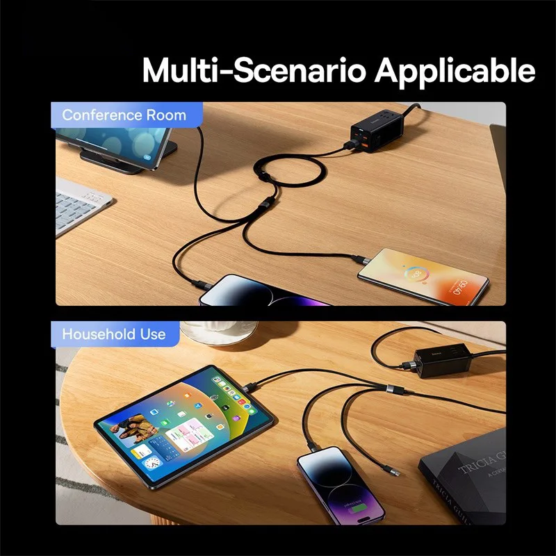 Cable Baseus 3 en 1 USB C para iPhone 14 13 12 Pro 11 3.5A Cable cargador Micro USB C tipo C para Macbook Pro Samsung Xiaomi