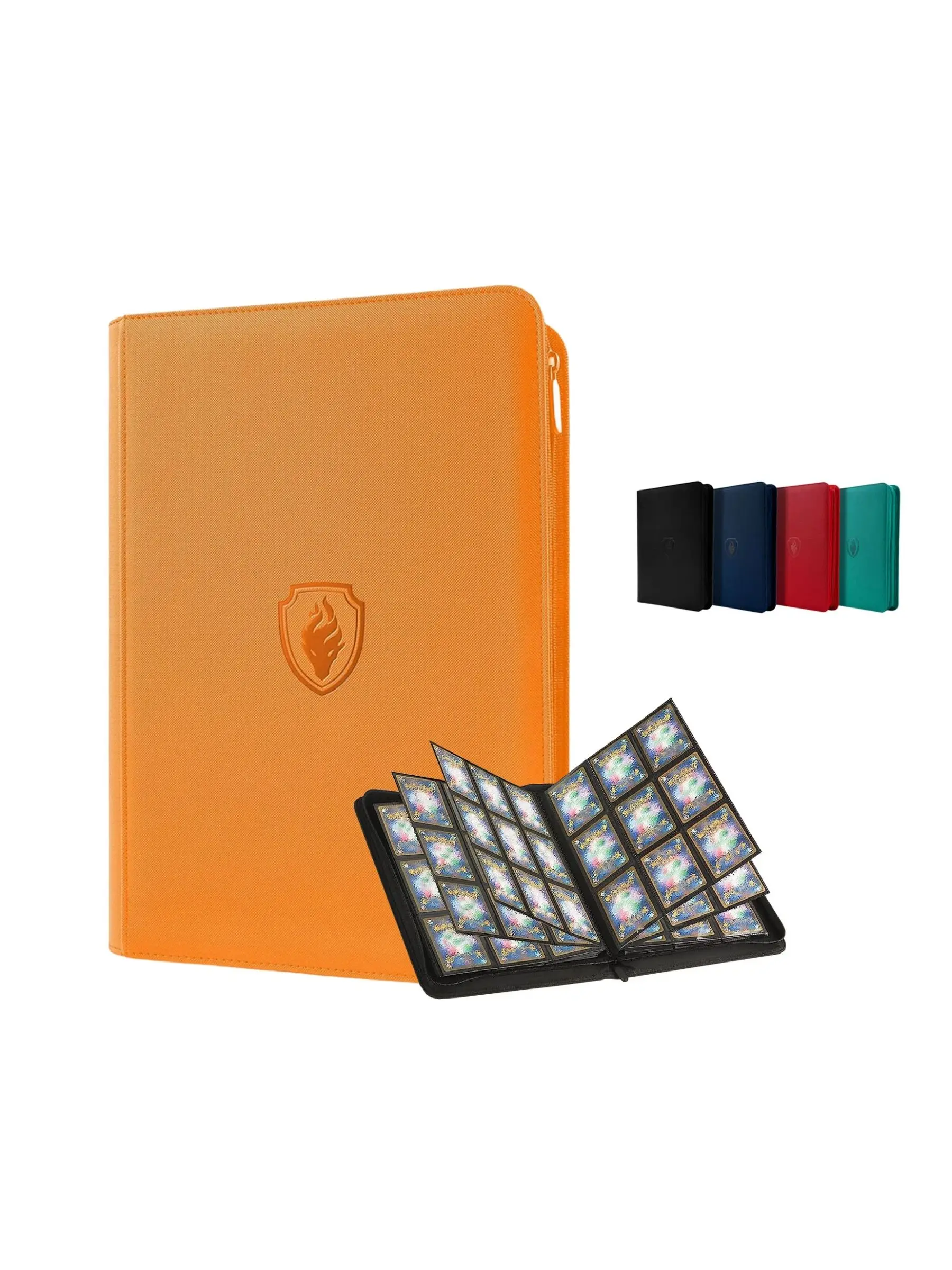 Carpeta de tarjetas con cremallera de 9 bolsillos, libro porta tarjetas comerciales 360, carpeta con cremallera de cubierta de PU de primera calidad para tarjetas, tarjeta de carga lateral duradera