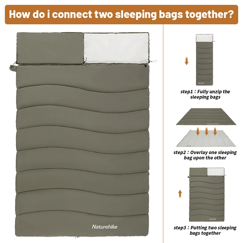 Naturehike-saco de dormir de algodón 2 en 1, saco de dormir para acampar, ultraligero, empalmable, para verano