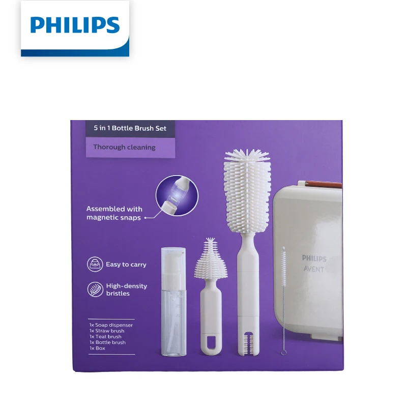 Philips AVENT-Juego de cepillos para biberones, Kit de cepillos de limpieza multifuncional para tetinas de biberones, accesorios de alimentación para recién nacidos