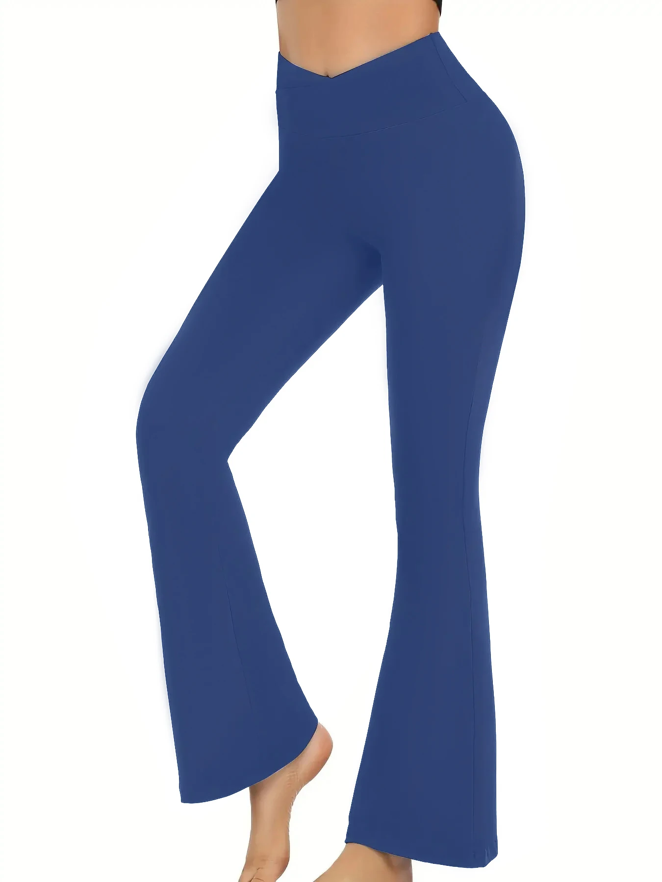 Leggings acampanados cruzados para mujer, pantalones de Yoga con Control de barriga, cintura alta en V, Bootcut