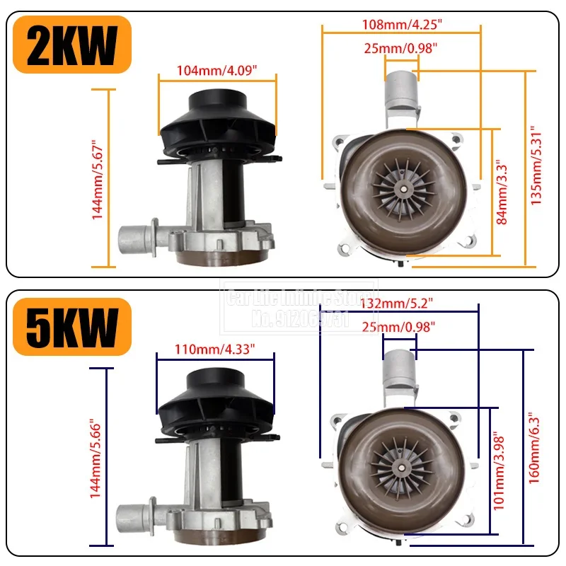 Conjunto de Motor de ventilador de calentador de coche de 12V y 24V para Eberspacher 2KW 5KW calentadores de estacionamiento de aire diésel D2 D4 calentador de estacionamiento de camión de coche