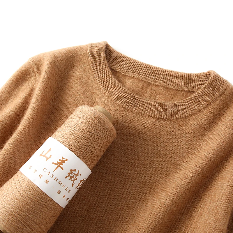 Suéter de Cachemira 100% Pura para Mujer, Otoño-Invierno 2026, Cuello Redondo, Manga Larga, Cálido, Suave, Tejido, Nuevo, Ropa de Mujer