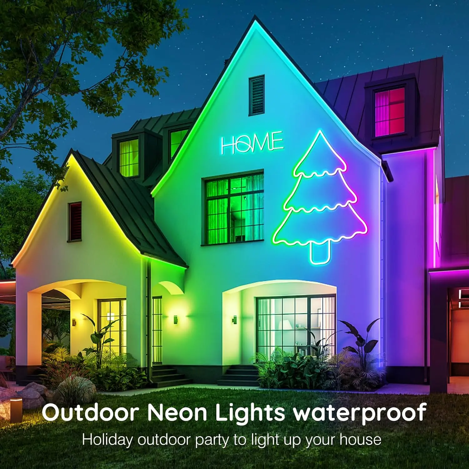 Tira de luces de neón flexibles RGB con aplicación/control remoto, múltiples modos, sincronización de música, lámpara de cuerda de neón con tira LED impermeable IP65