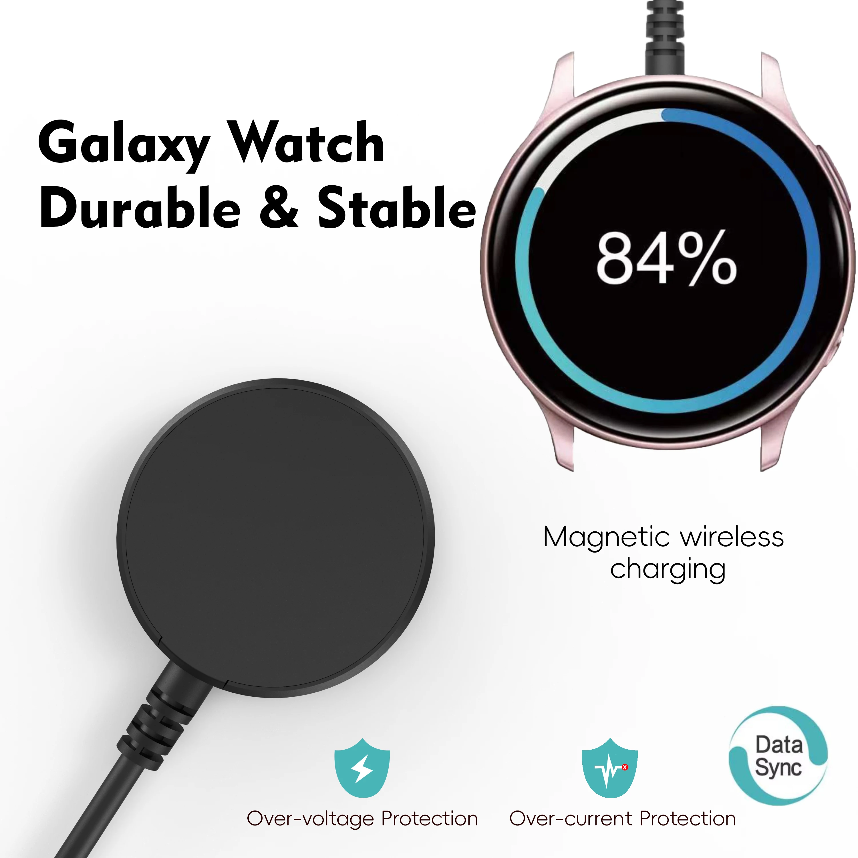 Cargador inalámbrico para Galaxy Watch 3/4/5/6/7/8, FE, Ultra, 4/6/8 Classic.5 Pro, Active 1/2 USB-A USB-C